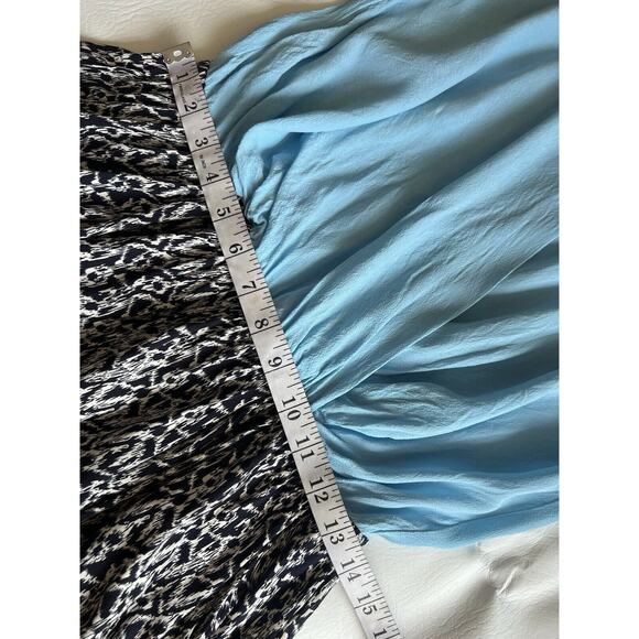 Alythea Blue Print Snap Front Romper Open Back Size Large Preppy Casual - Picture 9 of 11